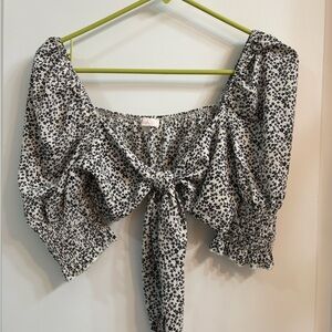 Floral Black and White Women's Top